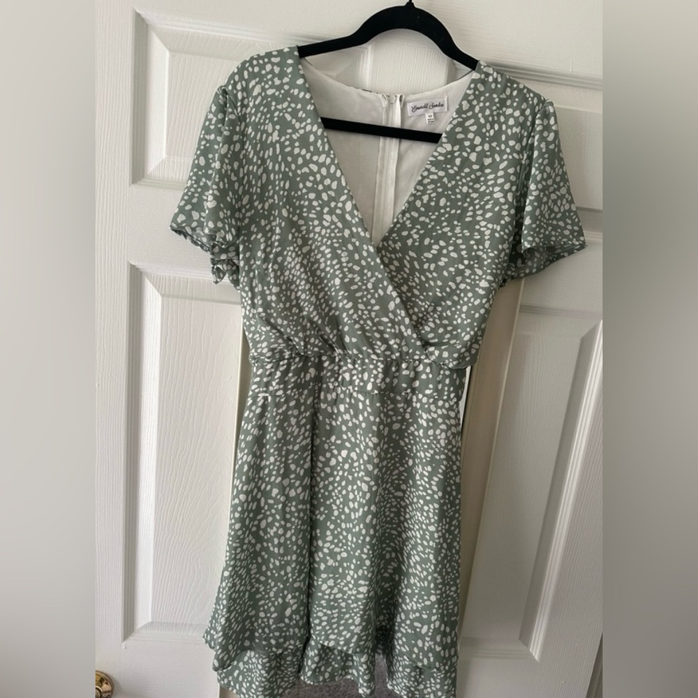 Emerald Sundae Green and White Midi Dress